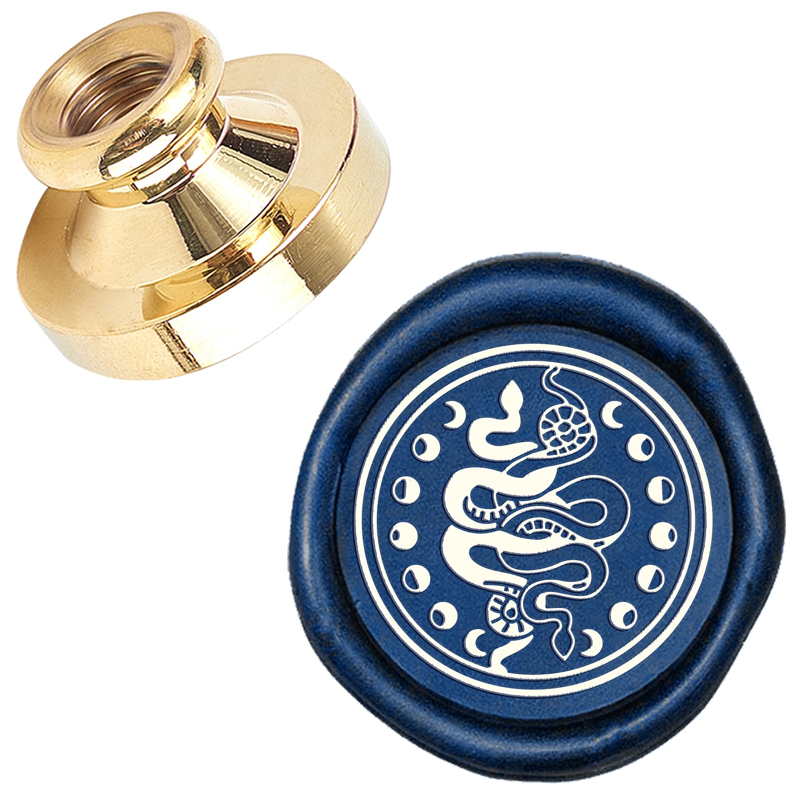 CRASPIRE Snake Lunar Eclipse Wax Seal Stamp Head Replacement 25mm Vintage Sealing Wax Stamp Heads Only No Handle for Envelopes Cards Invitations