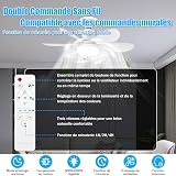 BuzzoXerex Ceiling Fan with Light and Remote Control, 40 W, Dimmable LED Ceiling Fan with E27 Socket, Chandelier, Ceiling Fan for Bedroom, Living Room, 6 Blades, 3 Speeds - 6