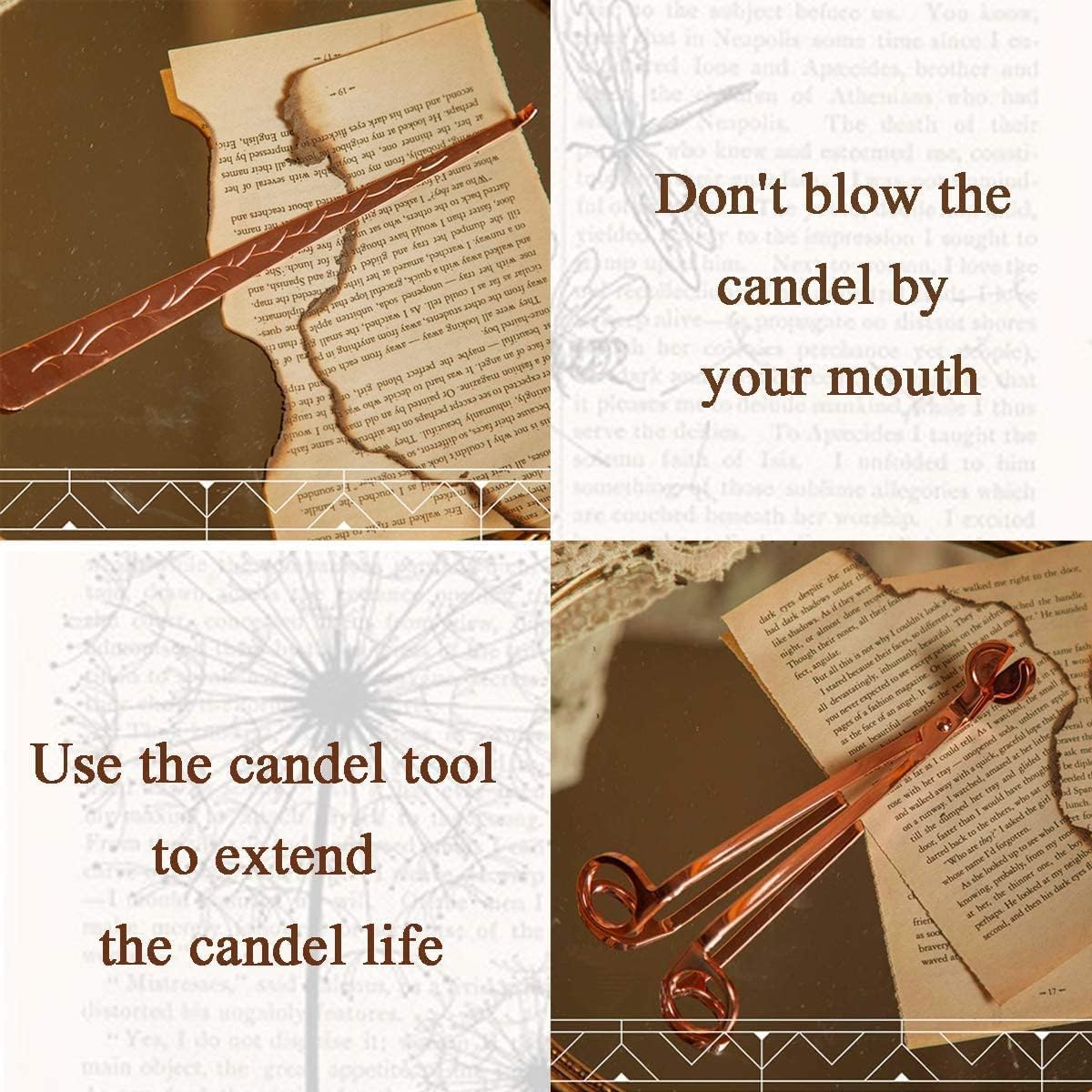 UCINNOVATE 4 in 1 Candle Accessory Set, Candle Wick Trimmer Candle Cutter, Candle Snuffer, Candle Wick Dipper, Storage Tray Plate, for Candle Lover, Christmas, New Year