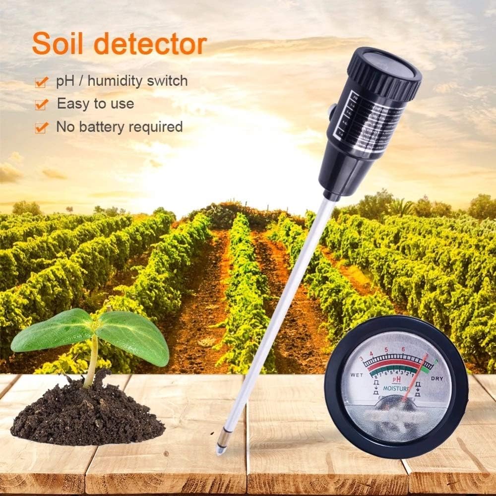 Soil pH Meter Tester Hydroponics Analyzer Long Water Quality Plants Humidity Soil Detector 3-8 pH,1-8