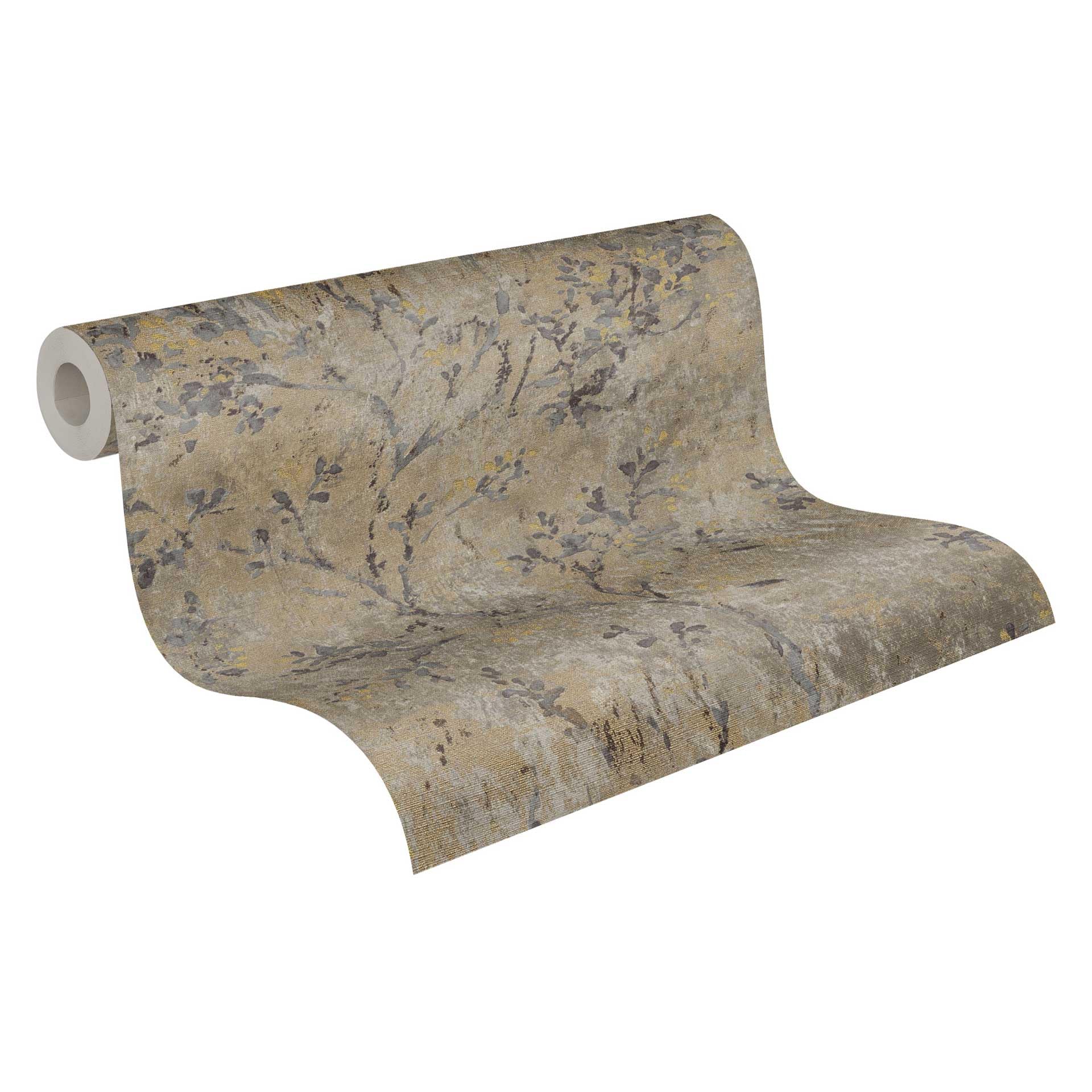 Livingwalls Non-Woven Wallpaper with Botanical Design in Brown, Cream, Gold - 10,05 x 0,53 m Floral Wallpaper - 396501