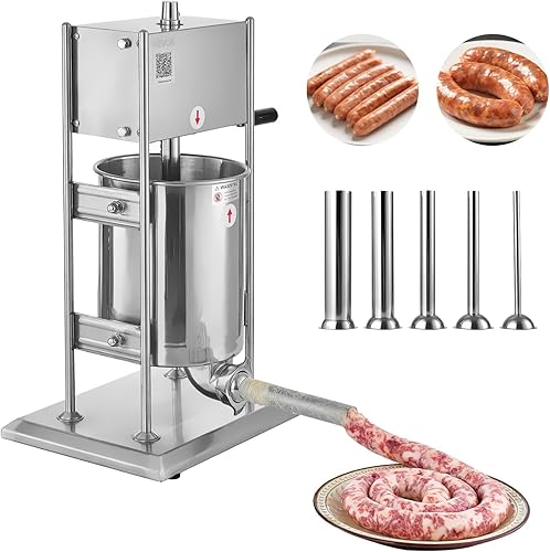 Miniatura 19 de VEVOR Relleno de salchichas, capacidad de 22 libras/10 L, relleno eléctrico de salchichas de acero inoxidable 304, relleno eléctrico vertical