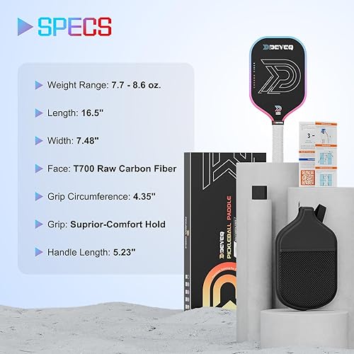 Miniatura 4 de Pickleball Paddles, Carbon Fiber Pickleball Paddle with Polypropylene Honeycomb Core, Increased Power for Ultimate Spin & Consistency