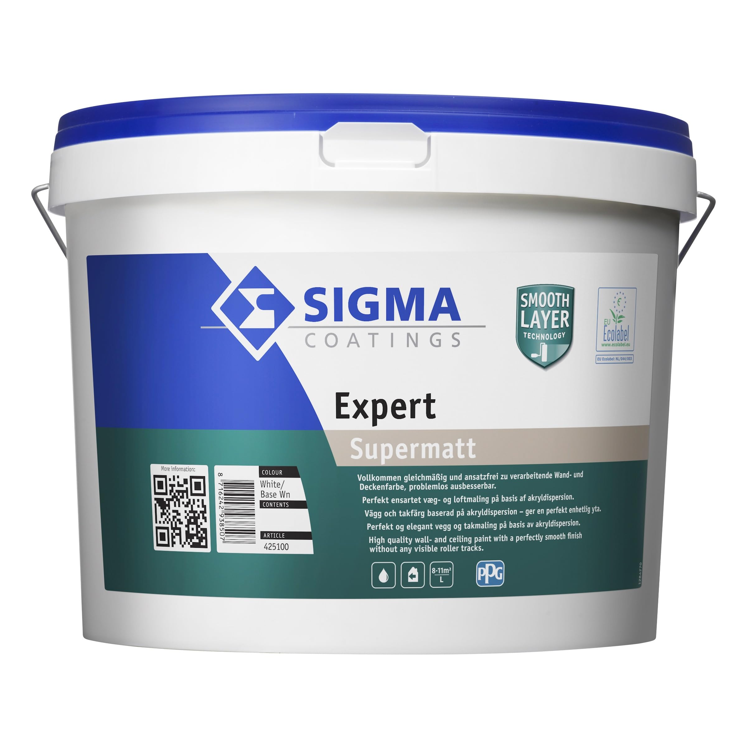 Sigma Expert 2,5 Liter Wandfarbe in weiß für Innen - supermatte Decken- und Wandfarbe auf 100% Reinacrylat-Basis