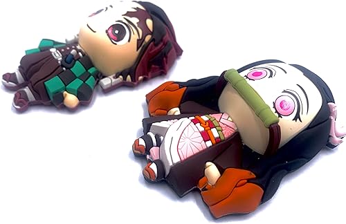 Miniatura 3 de Kimetsu no Yaiba Demon Slayer Tanjiro Kamado y Nezuko Kamado – Juego de 2 imanes de espuma 3D Demon Slayer – Paquete de imanes de manga de anime –