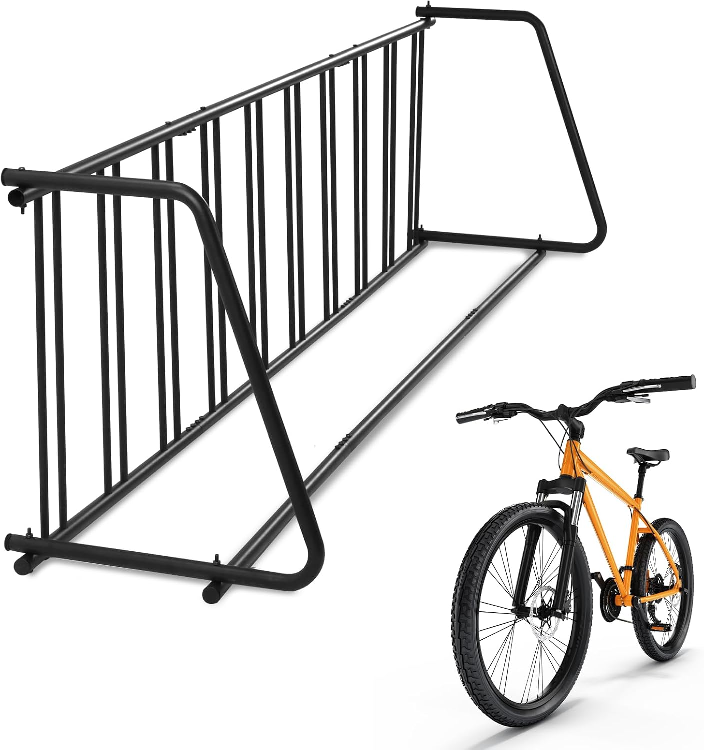 10 Holders Floor Bike Rack, Fits 12-29in Tires Grid Bike Rack, 10-Bike Capacity Storage Stand for Garages Streets Yards Bike Events Front Yards Stores Schools Storefronts