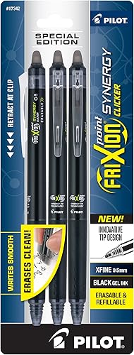 Miniatura 9 de Pilot, FriXion Synergy Clicker - Bolígrafos de tinta de gel retráctiles, borrables, recargables, punta extrafina de 0.020 in, paquete de 10, varios