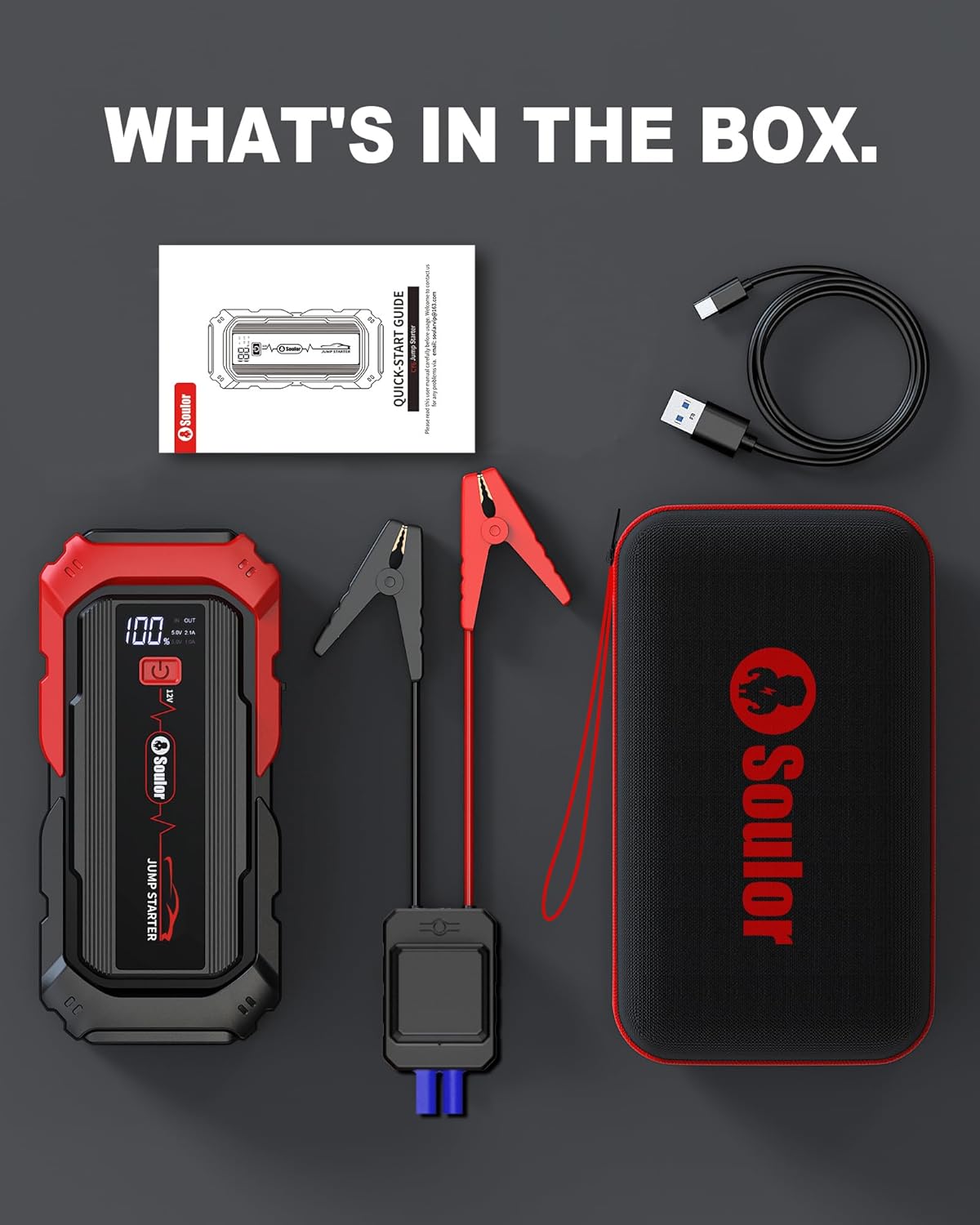 Jump Starter Battery Jumper Starter Portable Car Battery Jump Starter for Up tp All Gas & 12L Diesel, 12V 5000A Portable Jump Box with 3 Modes Flashlight and Jumper Cable