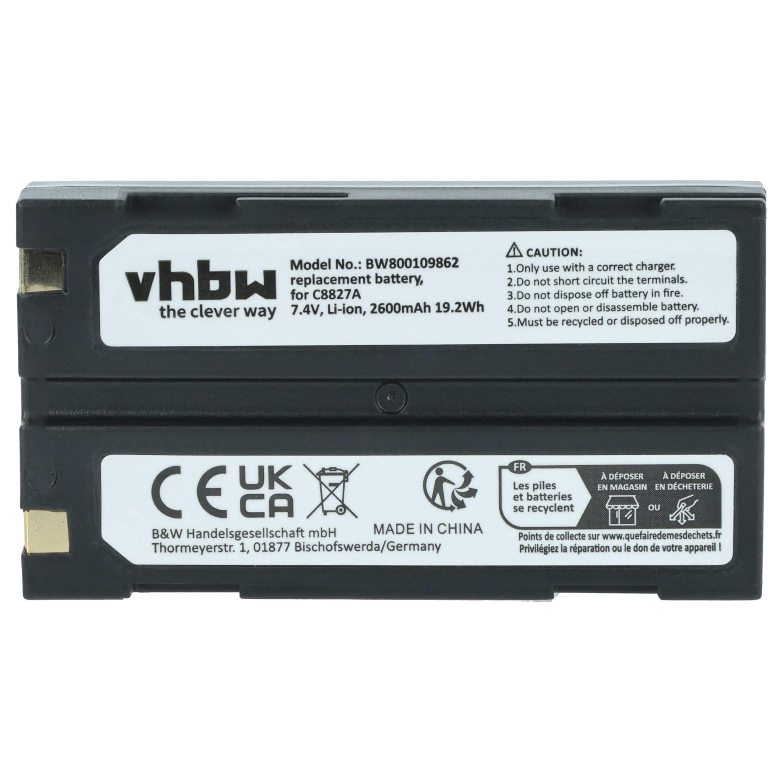 Batterie Li-ion 2600mAh 7,4V Vhbw – Compatible Trimble 29518, 38403, 46607, 5700, 5800, MT1000, R7