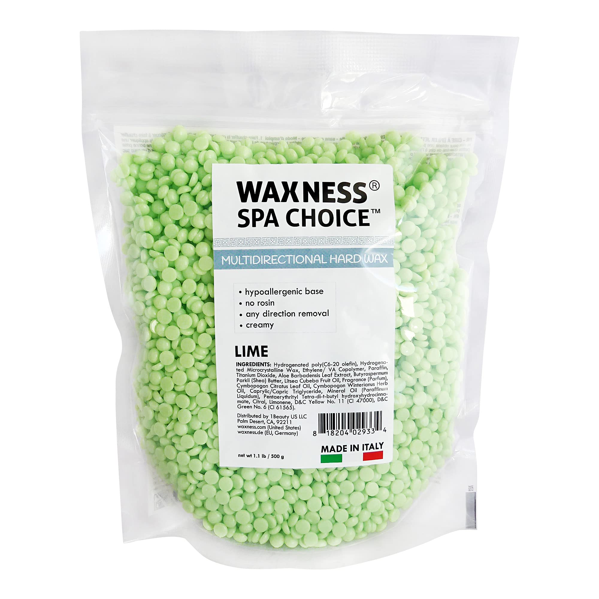 Waxness Spa Choice Rosin Free Multidirectional Hard Wax Lime 2.2 lb / 1 kg