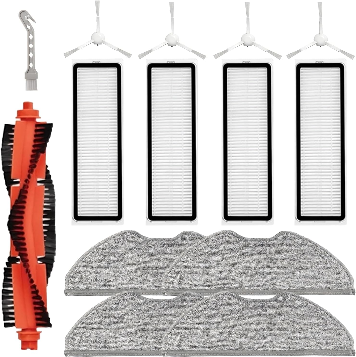 14Pcs Accessories Kit for Xiaomi S40C E101 Robot Vacuum, 1 Main Brush,4 Hepa Filter,4 Side Brushes,4 Mop Pads,6 Dust Bags,1 Cleaning Tool Replacement Parts