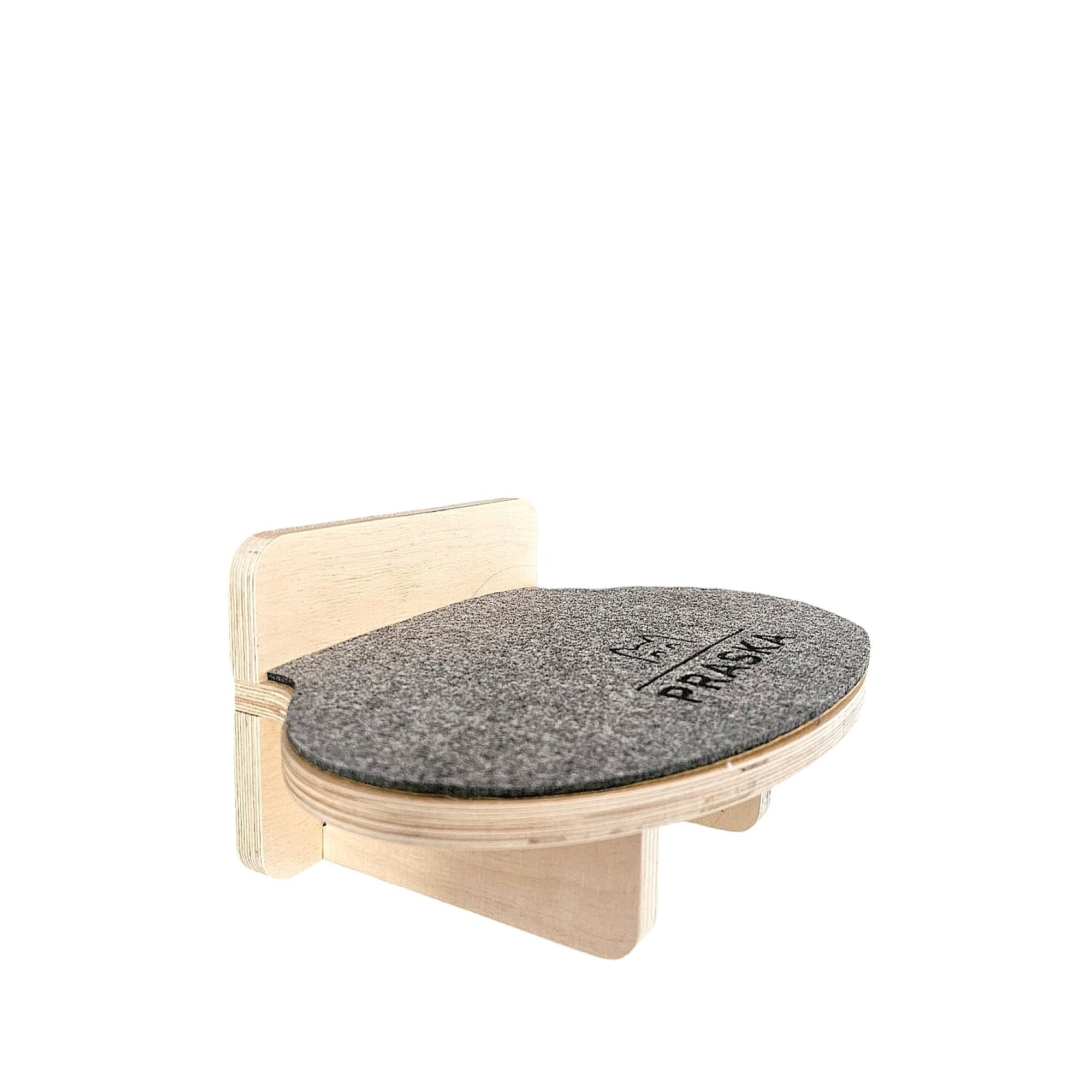 Katzen Wandstufe Oval 30x20 cm mit Filz – Katzen Wandregal zum Klettern & Kratzen – Cat Wall Shelf – PRASKA