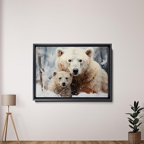 Miniatura 2 de Fox Mother Cub Prints, In The Style Of Stencil,Based, Ivory, Kids Wall Art, Kids Wall Art Display, Mom And Baby Animal Art Print, Canvas Prints, Art