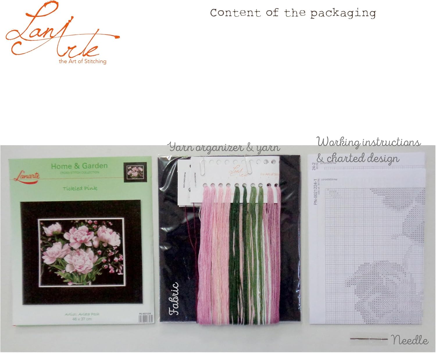 Lanarte Counted Cross Stitch Kit: Pink Roses (Aida,W), NA, 46 x 37cm