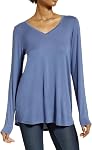 HUE T-shirt T-Shirt T-T-shirt V-Neck à manches longues pour femmes Supersoft Lightweight