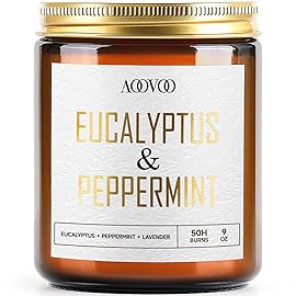 AOOVOO Eucalyptus Mint Candles - 9 oz Scented Candles, Aromatherapy Candle, Soy Candle for Home Scented