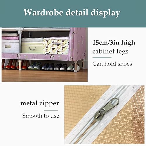 Miniatura 6 de large closets Portable Wardrobe Closet Thick Metal Frame Closets for Bedroom Cloth Wardrobe Closet for Bedroom Hanging Clothes Closet Space-saving