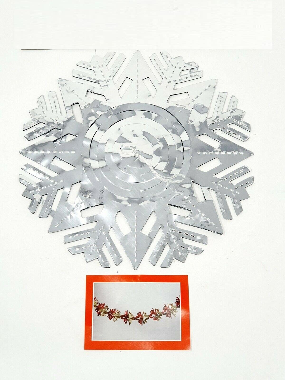 TRTO 2.7M Christmas Snowflake Foil Garland Hanging Swirl Ceiling Decoration