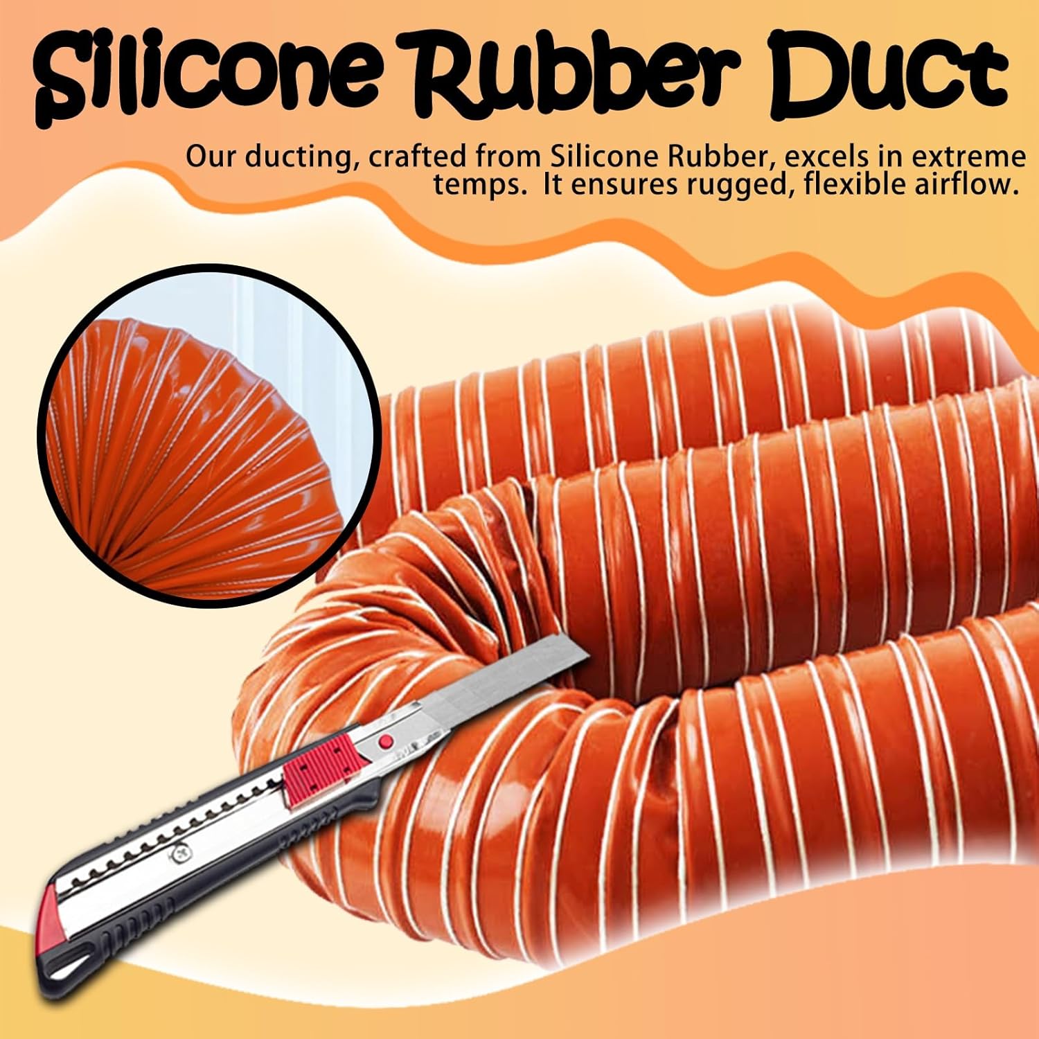 Exhaust Telescopic Hose,Heavy Duty Flexible Silicone Dryer Vent Hose - 20-400mm Exhaust Ducting for Garage Systems - Durable, High-Temperature Resistant, 1pc (L1mx200mm)