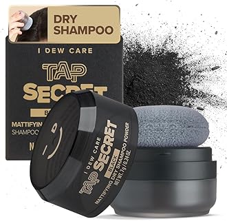 I DEW CARE Biotin Clarifying Dry Shampoo - Tap Secret Black | Strengthening & Volumizing, Powder Type, Refillable, Travel size, Non-aerosol, Brunette, Korean Ginseng, 0.24 Oz