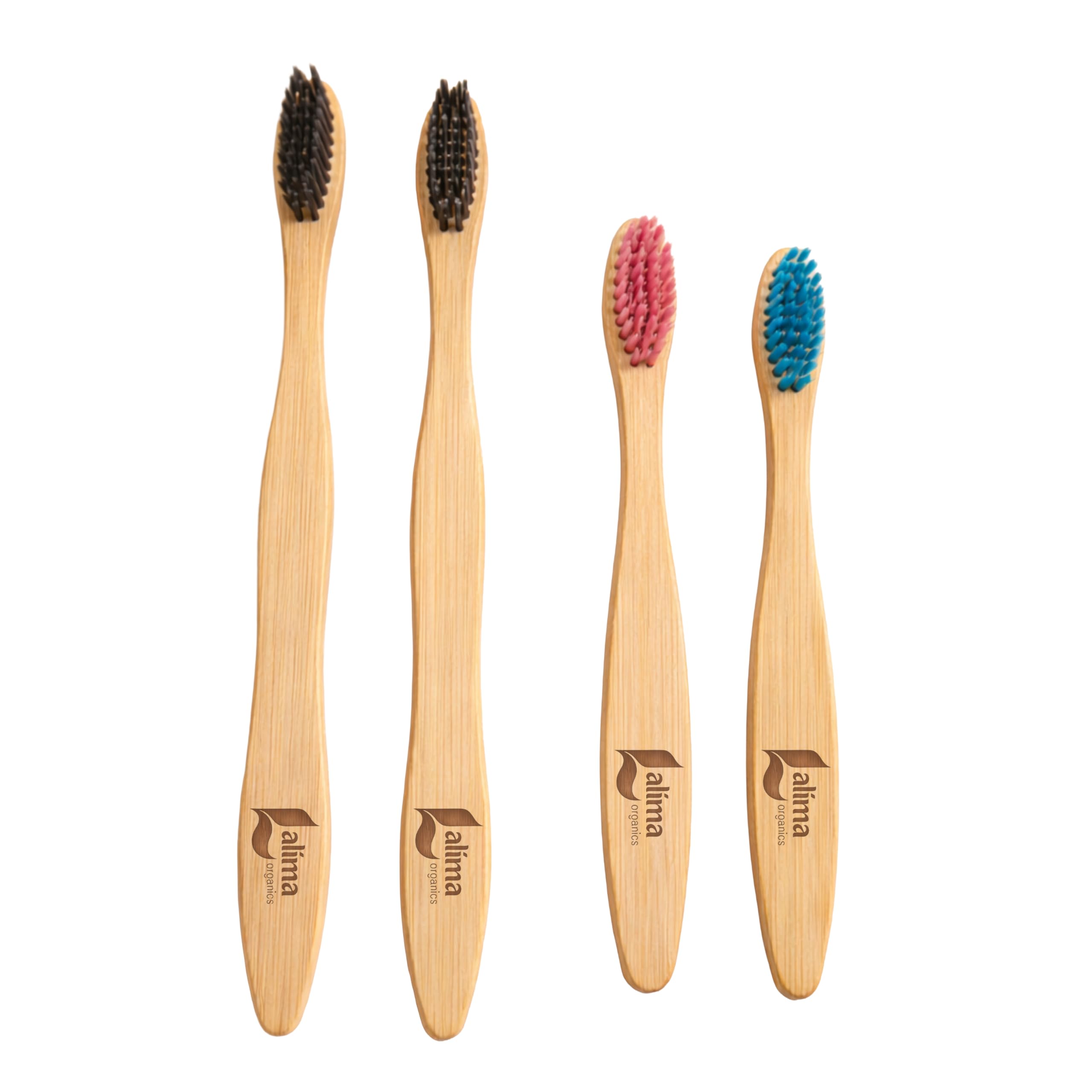 Family Bamboo Toothbrush Set – 2 Adults Charcoal Bristles & 2 Kids Soft Bristles | Natural Bamboo Handle | Eco-Friendly Biodegradable Manual Toothbrush | BPA Free Oral Care - PACK OF 4-image-17