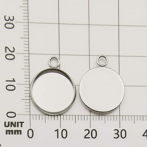 Miniatura 8 de 30 bandejas colgantes redondas de acero inoxidable de 0.78 pulgadas (0.787 in), con bisel en blanco, para hacer joyas (400.236-0.787 in-30pcs)