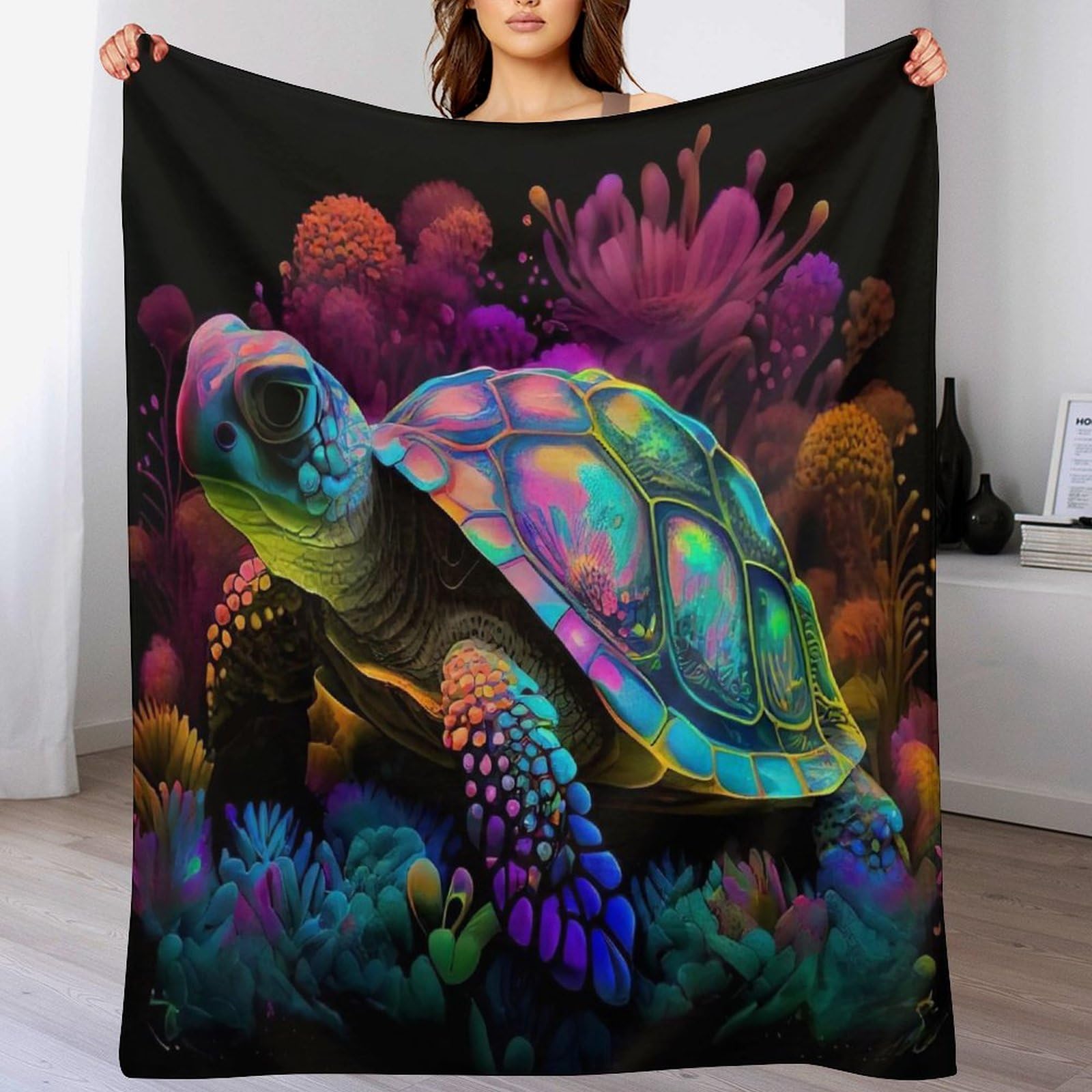 Couverture tortue pour canape et lit : plaid flanelle moelleux pour vos soirees