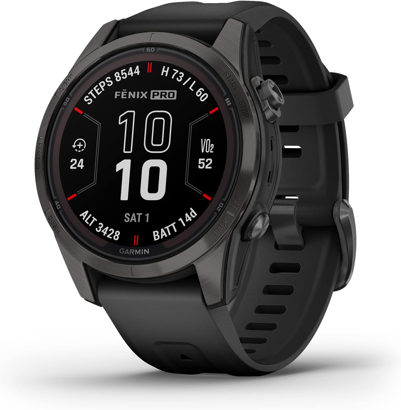 Garmin fēnix 7S Pro Sapphire Solar, Multisport GPS Smartwatch, Built-in Flashlight, Solar Charging Capability, Black