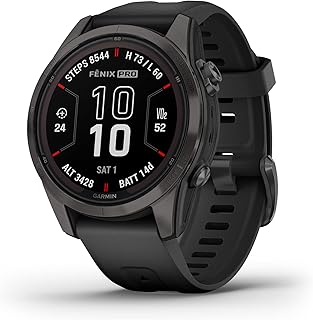 Garmin fēnix 7S Pro Sapphire Solar, Multisport GPS Smartwatch, Built-in Flashlight, Solar Charging Capability, Black
