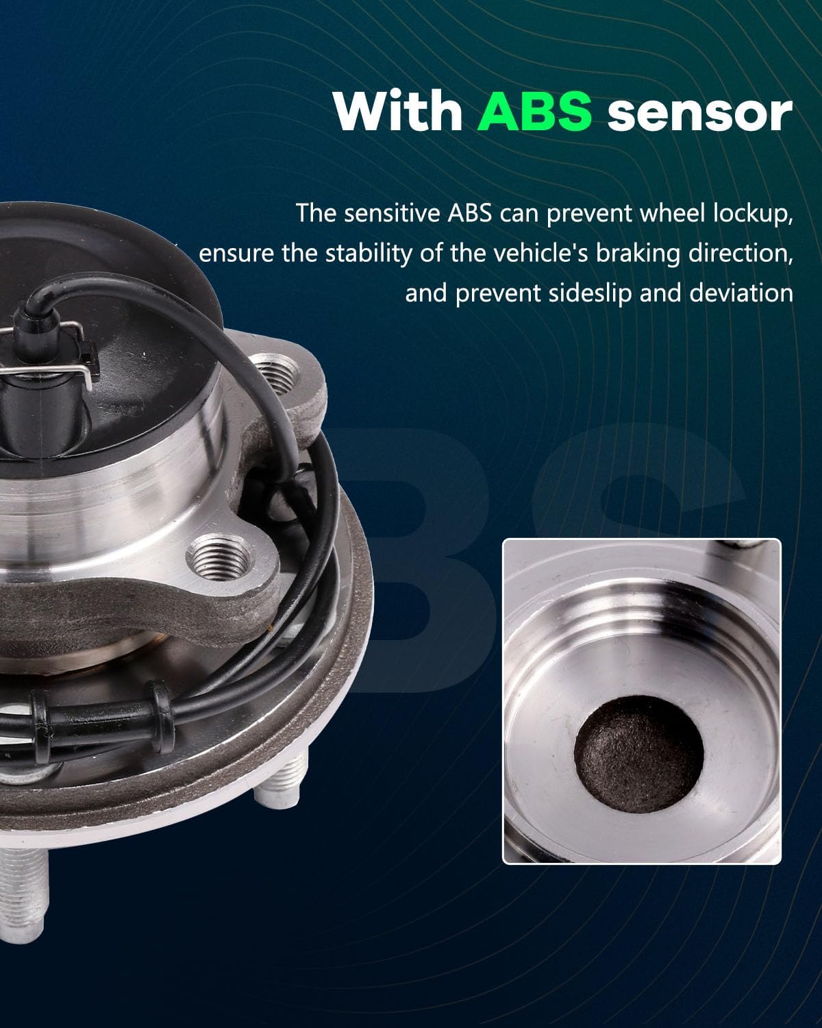 SCITOO Compatible with Wheel Bearing and Hub Assembly OE 513169 for 2000-2008 for Jaguar S-Type Wheel Hub Bearing 5 Bolts W/ABS