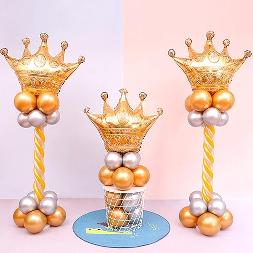 Miniatura 4 de MYUBWTF 6 globos grandes de corona dorada de 40 pulgadas, globos gigantes de tapa de aluminio, globos de helio de aluminio para decoración de