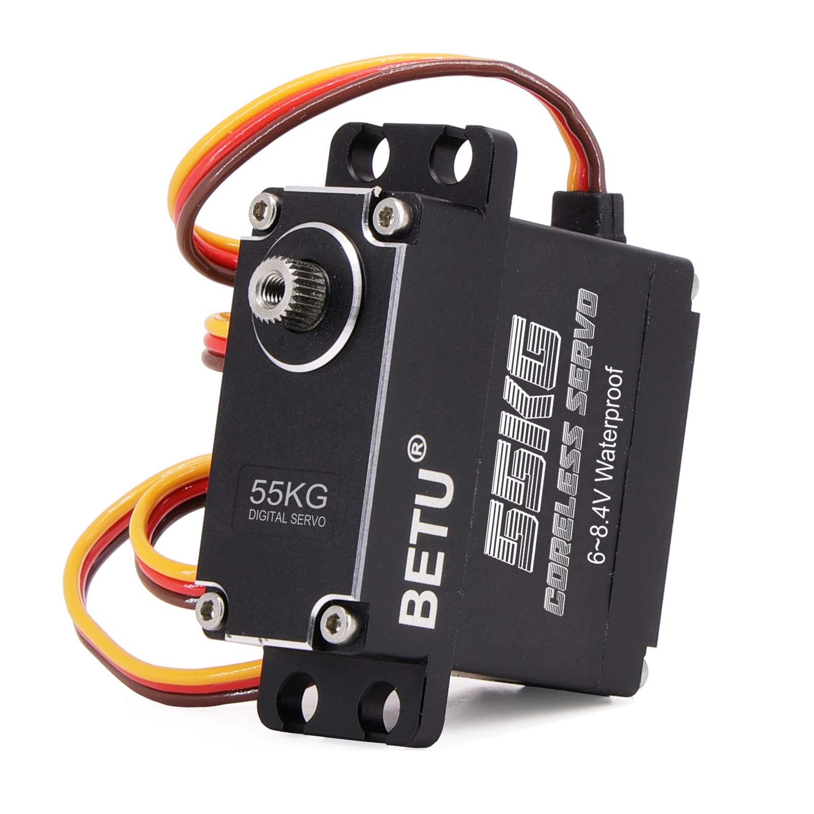 BETU 55Kg Coreless Servo Motor HV 8.4V, High Torque RC Digital Servo?Full Waterproof Servo, Stainless Steel Gear Servo with 25T Servo Horn?180°?