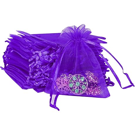 Pack of 100 Purple organza bags 3x4