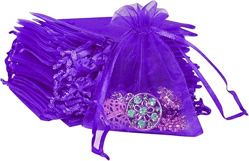 Miniatura 15 de Boshen 100/200PCS Bolsas de Organza Transparentes para Regalos y Dulces, Bolsas de Malla para Joyas con Cordón a Granel para Favores de Bodas