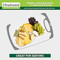 Vista 9 de Freshware Tablas de cortar para cocina, paquete de 3 tablas de cortar con diferentes tamaños, ranuras para jugos y asas antideslizantes, reversible