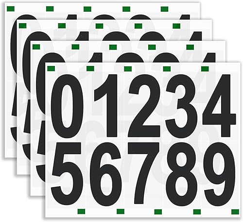 Miniatura 8 de HIQU and HIST Reflective Mailbox Numbers, 4 Sets Large 0-9 Self Adhesive Number Stickers, Address Numbers for Outside, House, Trash Cans, Cars, Door
