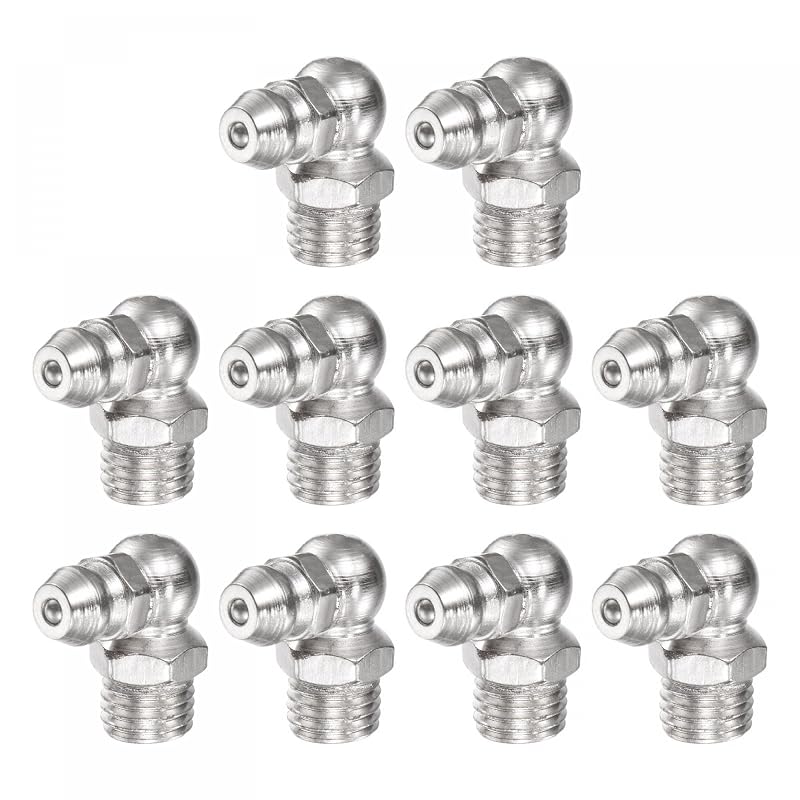 Bico de Graxa Hidráulico 90° com Rosca M8 x 1 mm em Ferro Niquelado uxcell, Kit com 20 Peças