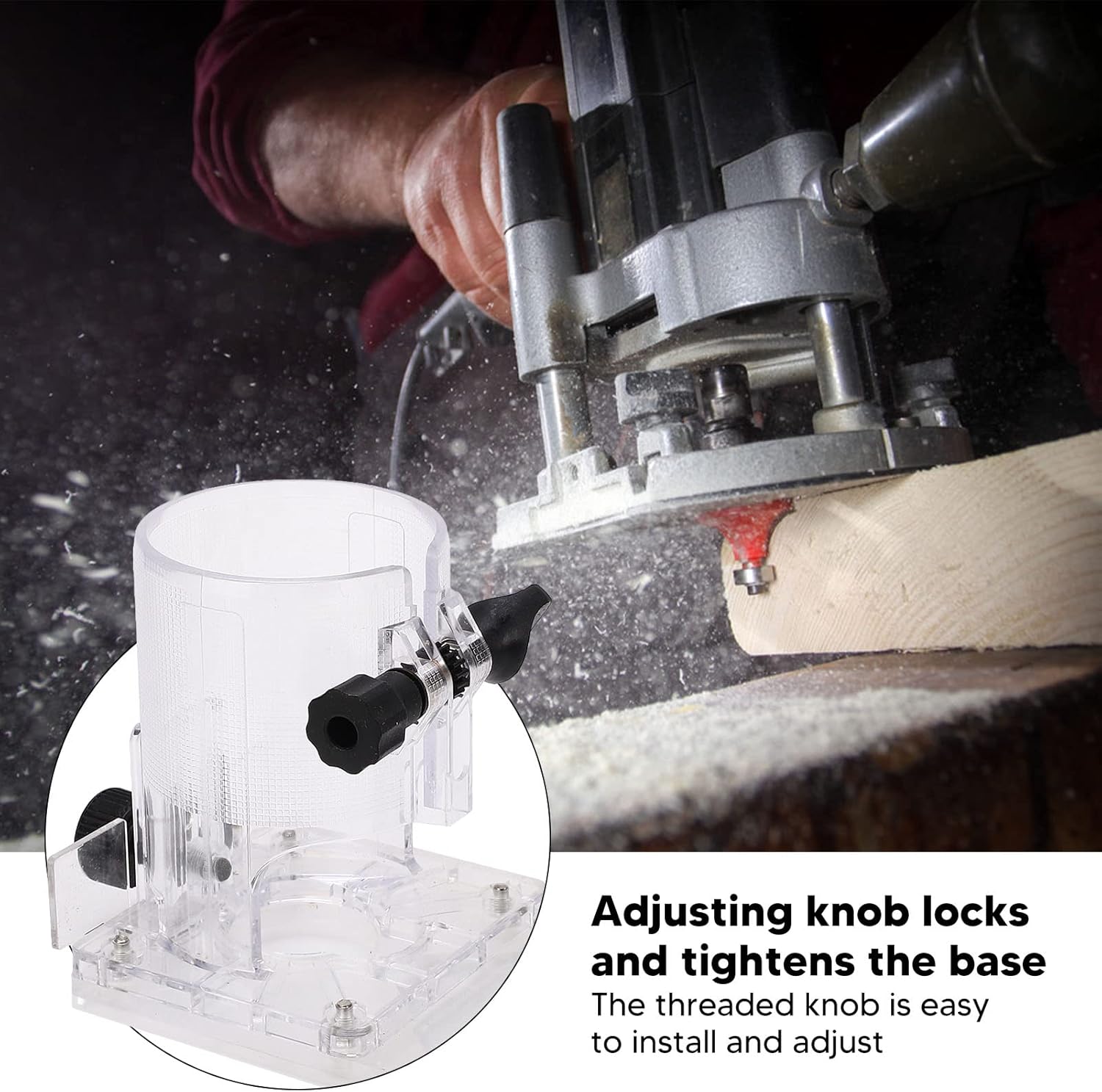 Power Tool Protective, Transparent Plastic Trimmer Base for Woodworking, Wear Clear Base with Adjustment Knob for Trimming Machine Accessories