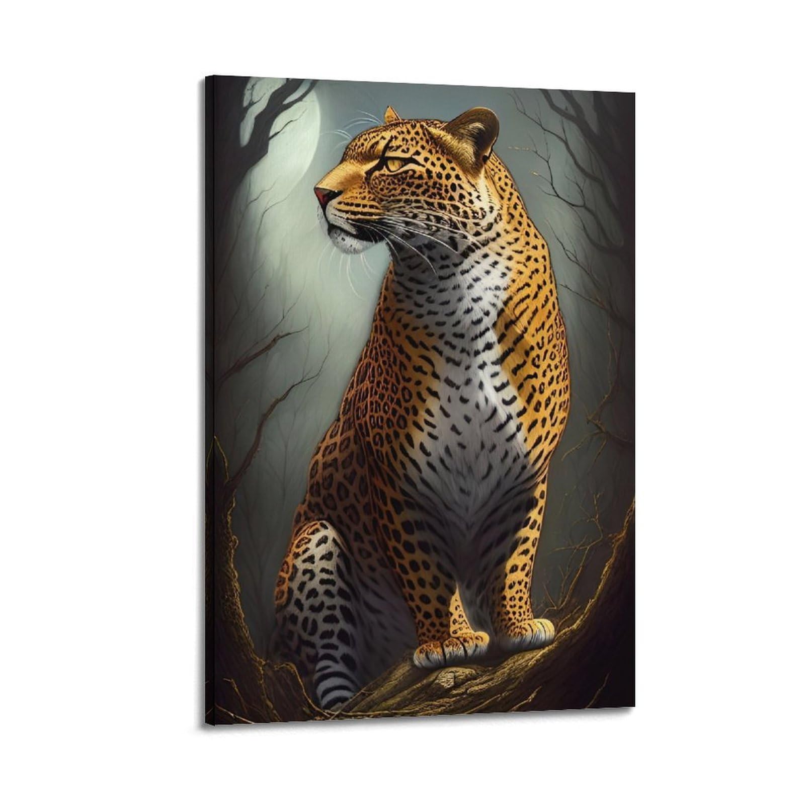 WPHSFX Wildlife Artwork Poster Leopard in The Night Poster Decorative Painting Canvas Wall Posters And Art Picture Print Modern Family Bedroom Decor Posters 20x30inch(50x75cm)