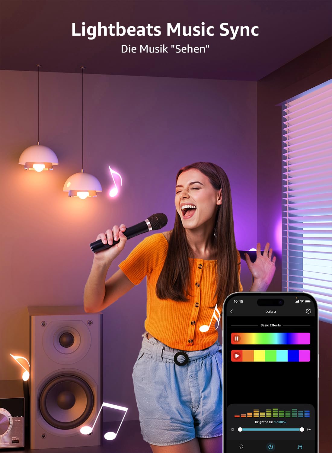Lepro Smart E14 LED BP1 G45, Personalisierter KI-Lichtdesigner, 4.9W 470LM RGB+CCT, Dimmbar, Kompatibel mit Alexa/Google, Musik Sync, WiFi & Bluetooth, KI-Ambientebeleuchtung, 4er Pack