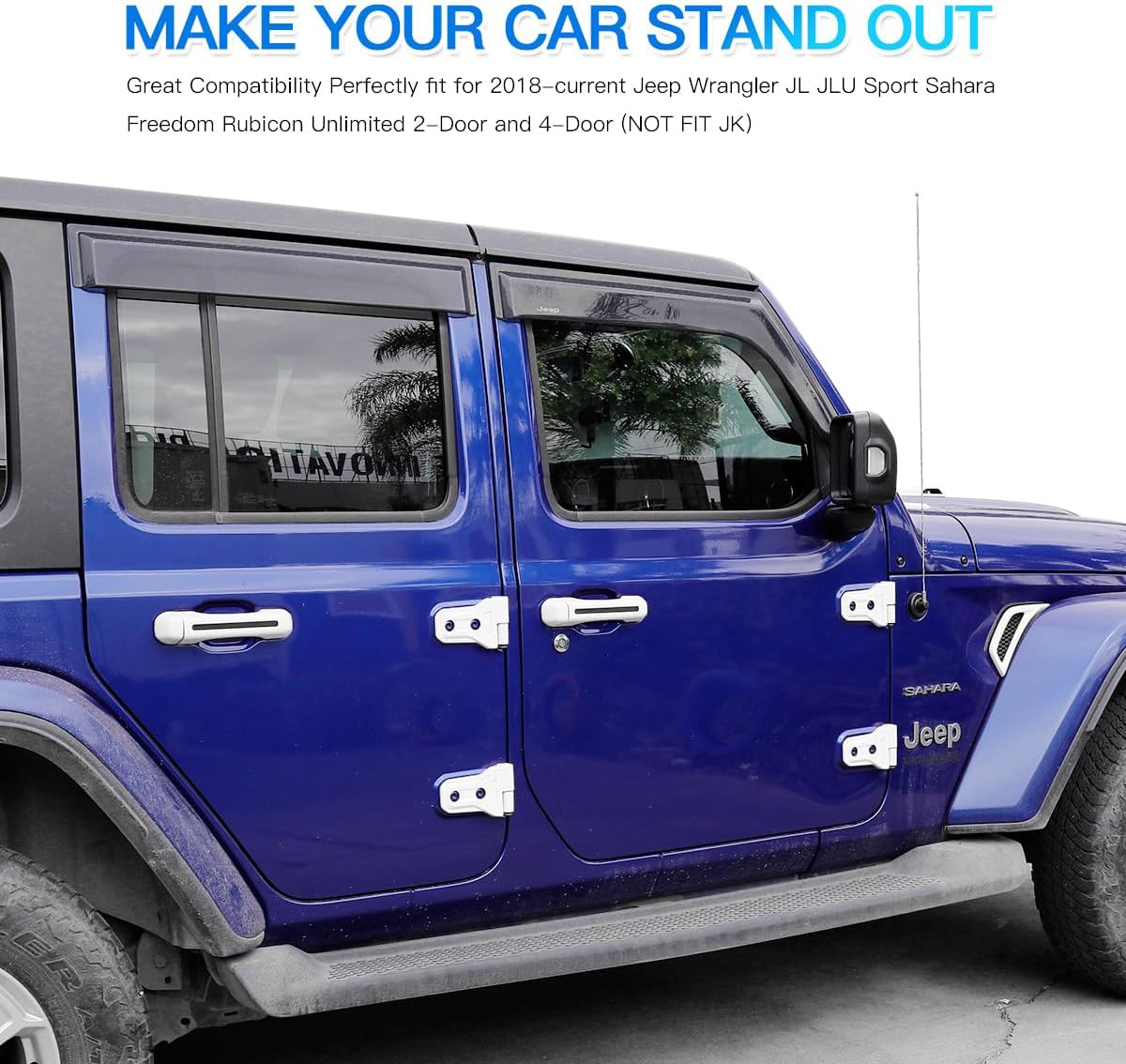 Barong for 2018-2025 Jeep Wrangler JL JLU Sport Sahara Freedom Rubicon Unlimited & Gladiator JT 2-Door and 4-Door Exterior Accessories Door Hinge Cover Trim - White