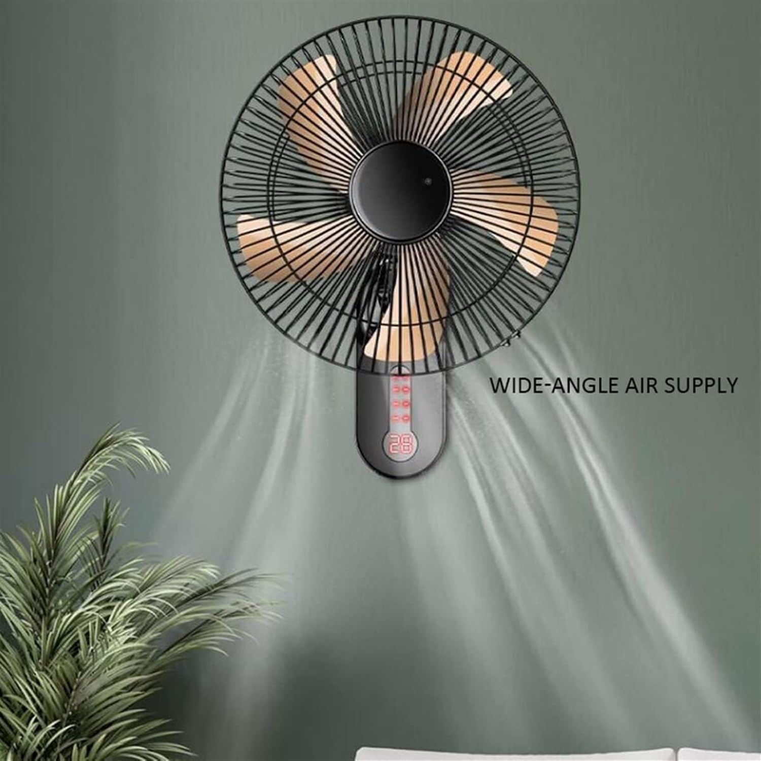 Electric Wall Fan with Remote Control, Adjustable Angle 16 Inch Wall Mounted Fan Silent Operation Air Cooling Fan 3 Speed Settings for Home Office Bedrooms Summer Star(Black,3m)