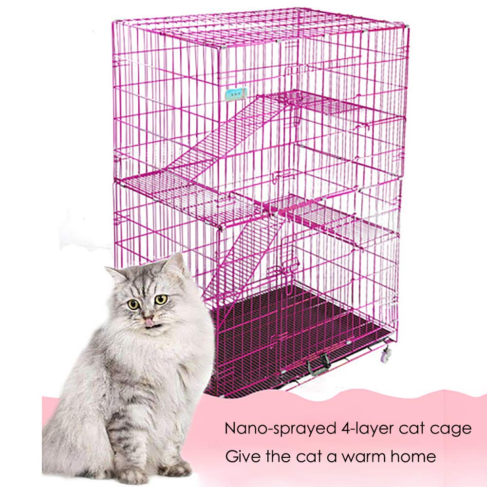 Apartamento para Gatos de Gran tamaño, casa para Mascotas de Cuatro Pisos, Jaula de Alambre Plegable Resistente y de Alta Gama para Gatos con Plataforma de Salto de Vario