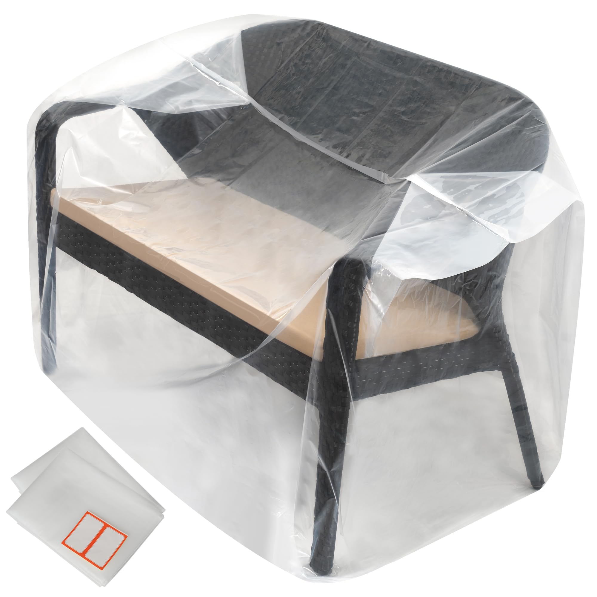 2-Pack Patio Loveseat Bench Cover - Reusable & Heavy-Duty Clear Plastic Outdoor Patio Furniture Covers Waterproof, Extra-Thick Outdoor Furniture