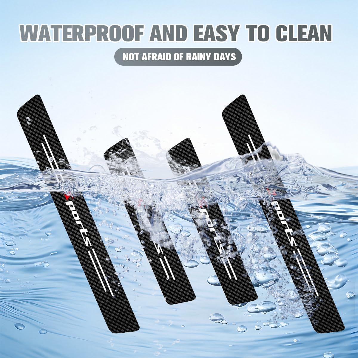 4PCS Car Door Sill Protector, Anti-Scratch Carbon Fiber Sport Vehicle Threshold Guard Sticker, Self-Adhesive Automotive Door Sills Scratch Protection Accessories, Universal for Most Vehicles
