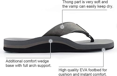 Miniatura 2 de Men Sandals Flip Flop with Orthotic Arch Support Athletic Slide Sandals for Men with Soft Cushion Footbed