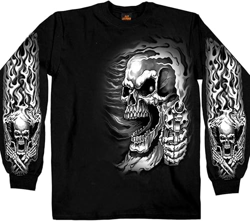 Hot Leathers Noir Assassin Double Face T-Shirt à Manches Longues Noir Noir M
