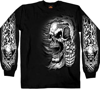 Hot Leathers Camisa de Manga Larga Negra para Hombre GMD2076 Assassin para Hombre, Color Negro, Talla XL de EE. UU