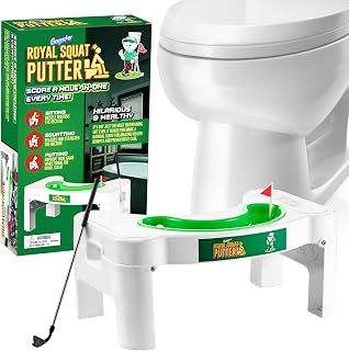 Gagster Royal Squat Putter - Toilet Golf Bathroom Game Set - Squatting Toilet Stool - Foldable Potty Stool Mini Golf - Toilet Time Gag Gift - Birthday Golf Gift for Men - Squat Putter - Toilet Game