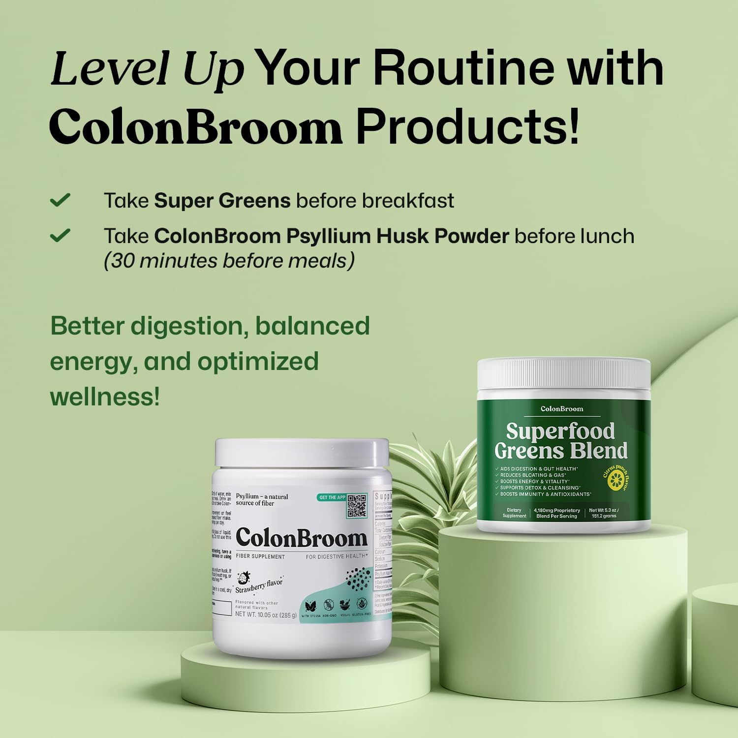 ColonBroom Superfood Greens Powder Supplement | Super Greens Juice Powder with Probiotics, Prebiotics, Spirulina & Chlorella | Natural for Energy, Immunity, Digestion & Detox Support | 28 Servings - Image 9